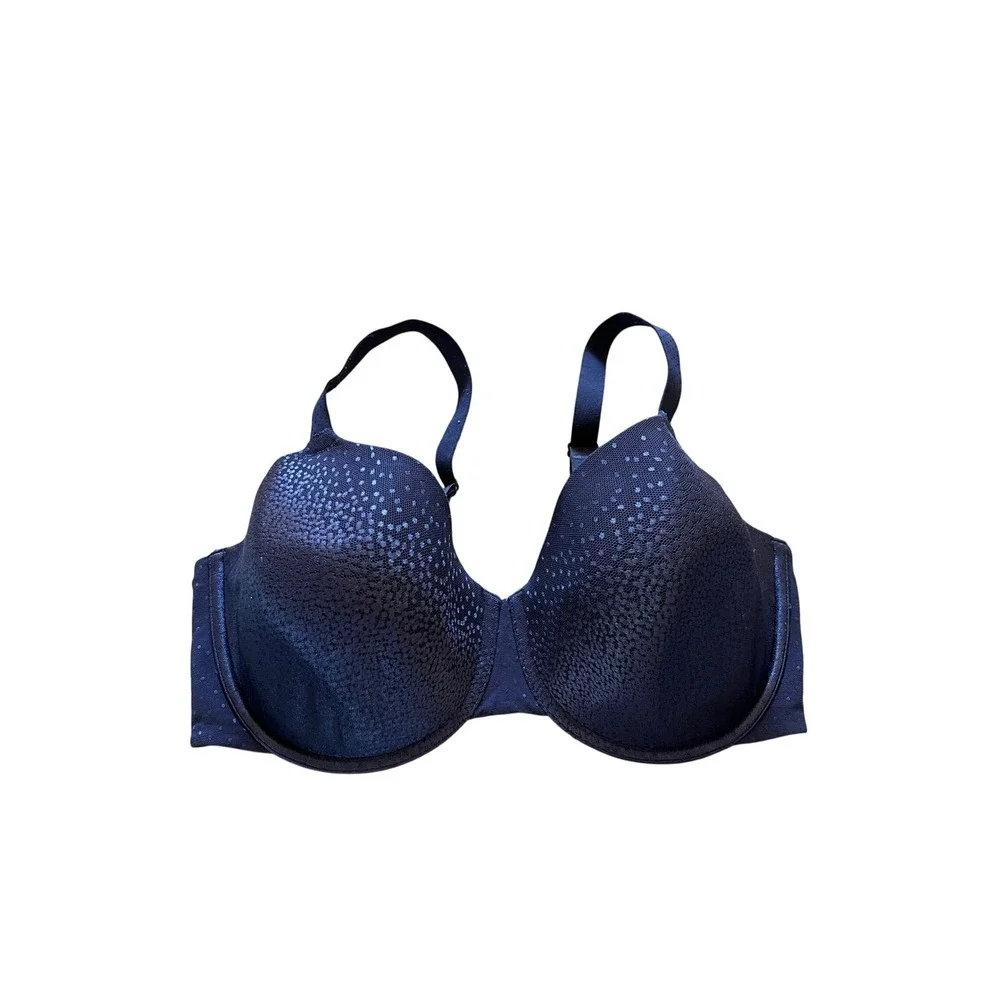 Wacoal Visual Effects Minimizer Bra Navy Blue Dot Lace 853303 US 36G
